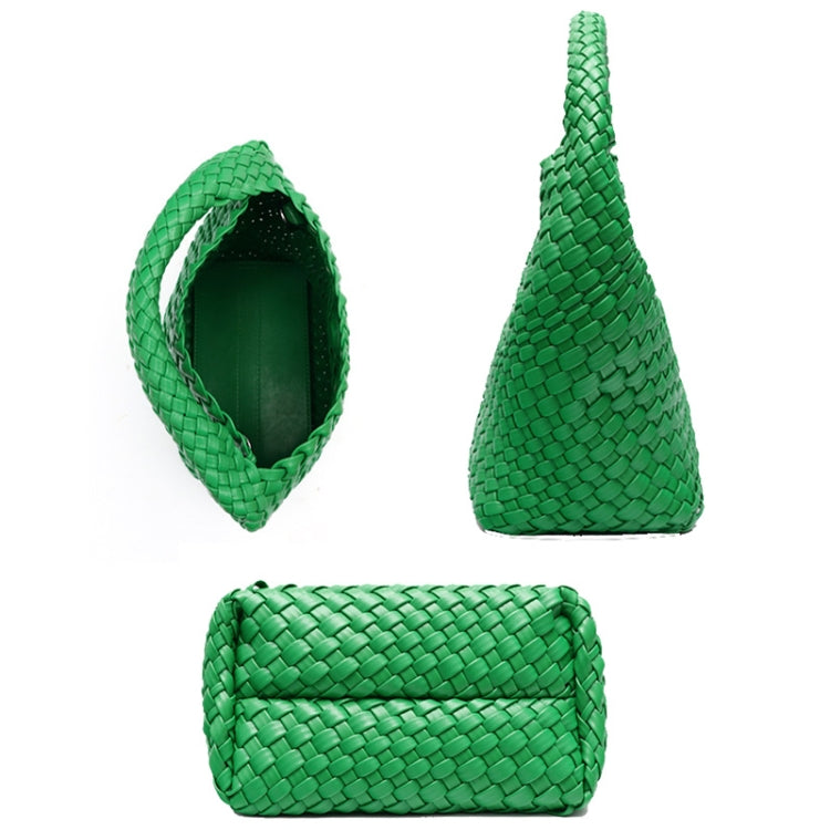 PU Leather Hand-woven Handbag 2 in 1 Single-shoulder Messenger Bag(Apricot Color)