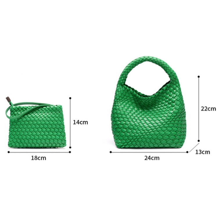 PU Leather Hand-woven Handbag 2 in 1 Single-shoulder Messenger Bag(Milkshake White)