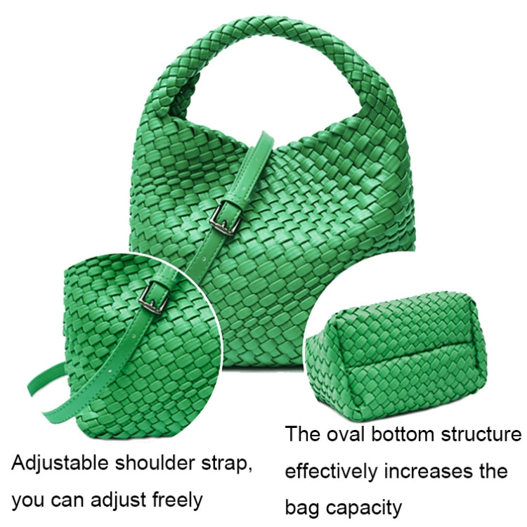 PU Leather Hand-woven Handbag 2 in 1 Single-shoulder Messenger Bag(Milkshake White)