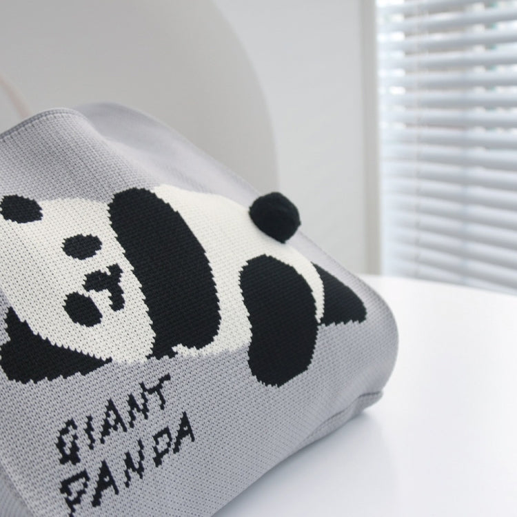Spring and Summer Giant Panda Knitted Bag Large Capacity Cartoon Vest Style Handbag(Matcha Color)