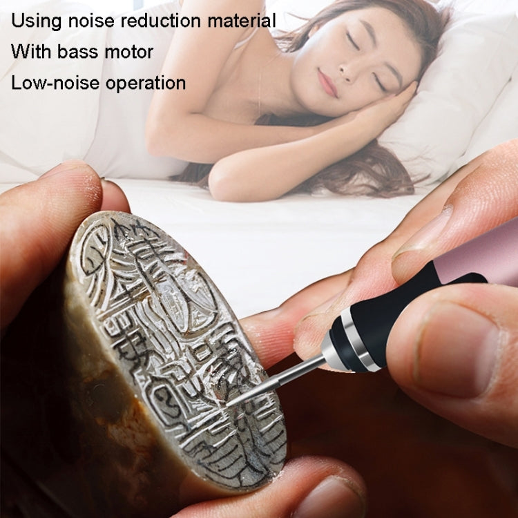 SNJ-3681 Mini Engraving Pen Wireless Polishing Electric Grinder(Rose Gold Carving Template Set)