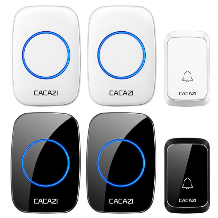 CACAZI A06-DC 1 to 2 Battery Smart Home Wireless Waterproof Doorbell(White)