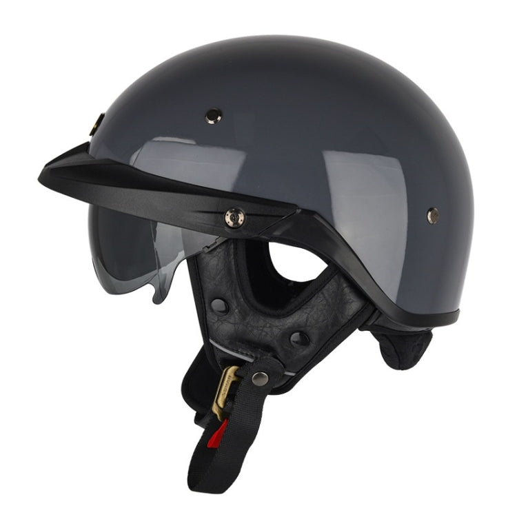 SOMAN Motorcycle Half Helmet Adjustable Helmet With Inner Mirror, Size: M(Cement Gray)