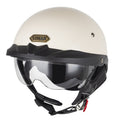 SOMAN Motorcycle Half Helmet Adjustable Helmet With Inner Mirror, Size: M(White with Transparent Mirror)