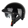 SOMAN Motorcycle Half Helmet Adjustable Helmet With Inner Mirror, Size: L(Bright Black)