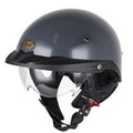 SOMAN Motorcycle Half Helmet Adjustable Helmet With Inner Mirror, Size: L(Cement Gray with Transparent Mirror)