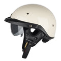 SOMAN Motorcycle Half Helmet Adjustable Helmet With Inner Mirror, Size: XL(White)