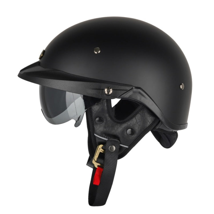 SOMAN Motorcycle Half Helmet Adjustable Helmet With Inner Mirror, Size: XL(Matt Black)