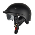 SOMAN Motorcycle Half Helmet Adjustable Helmet With Inner Mirror, Size: XL(Matt Black)