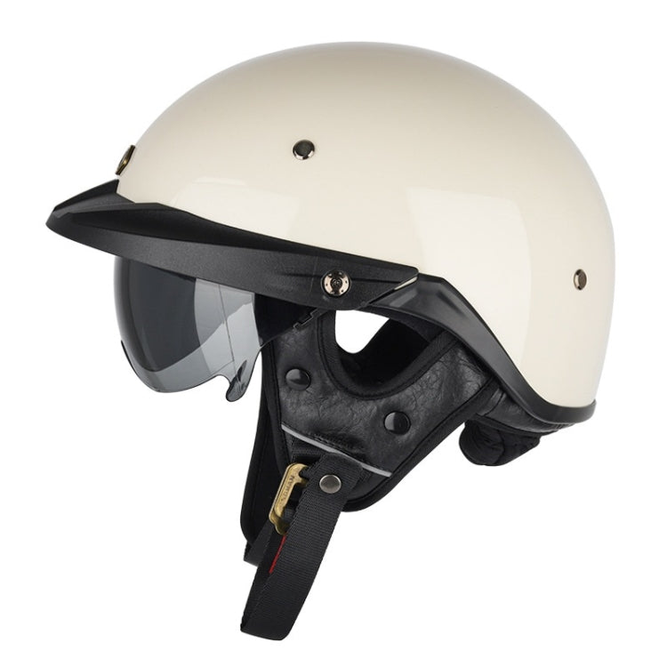 SOMAN Motorcycle Half Helmet Adjustable Helmet With Inner Mirror, Size: XXL(White)