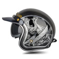 SOMAN Motorcycle Four Seasons Carbon Fiber Half Helmet, Color: Carbon Fiber Silver Lightning(S)