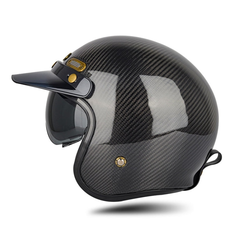 SOMAN Motorcycle Four Seasons Carbon Fiber Half Helmet, Color: Bright Carbon Fiber(M)