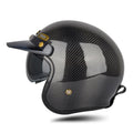 SOMAN Motorcycle Four Seasons Carbon Fiber Half Helmet, Color: Bright Carbon Fiber(L)