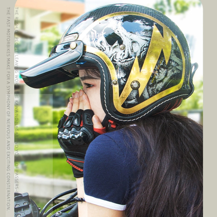 SOMAN Motorcycle Four Seasons Carbon Fiber Half Helmet, Color: Carbon Fiber Silver Lightning(XL)