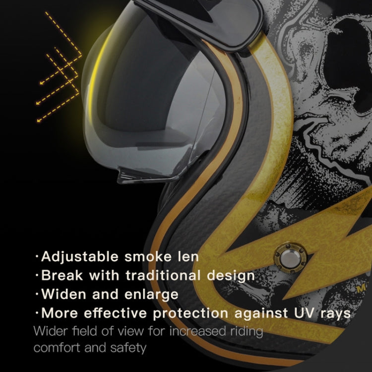 SOMAN Motorcycle Four Seasons Carbon Fiber Half Helmet, Color: Carbon Fiber Gold Lightning(L)