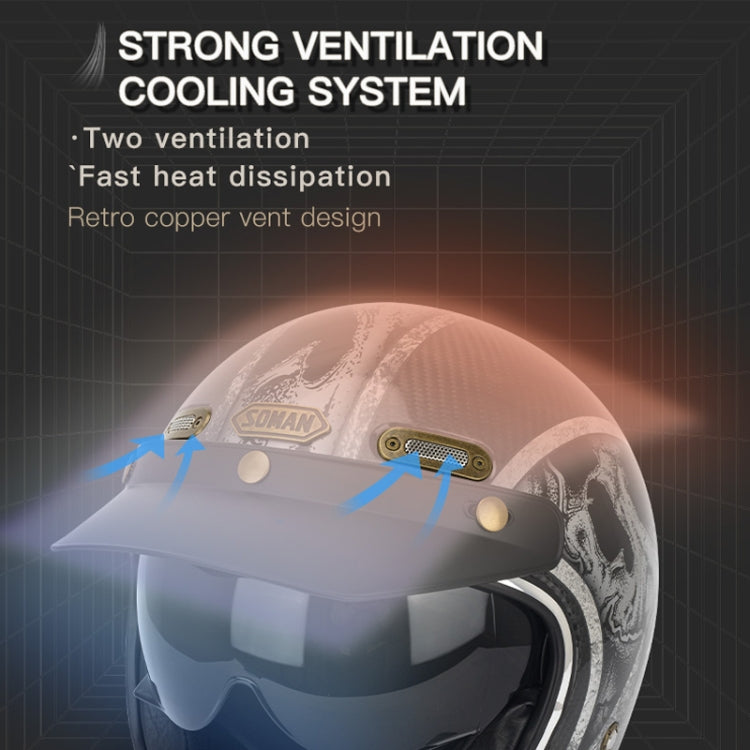 SOMAN Motorcycle Four Seasons Carbon Fiber Half Helmet, Color: FRP Matte Black(XXL)