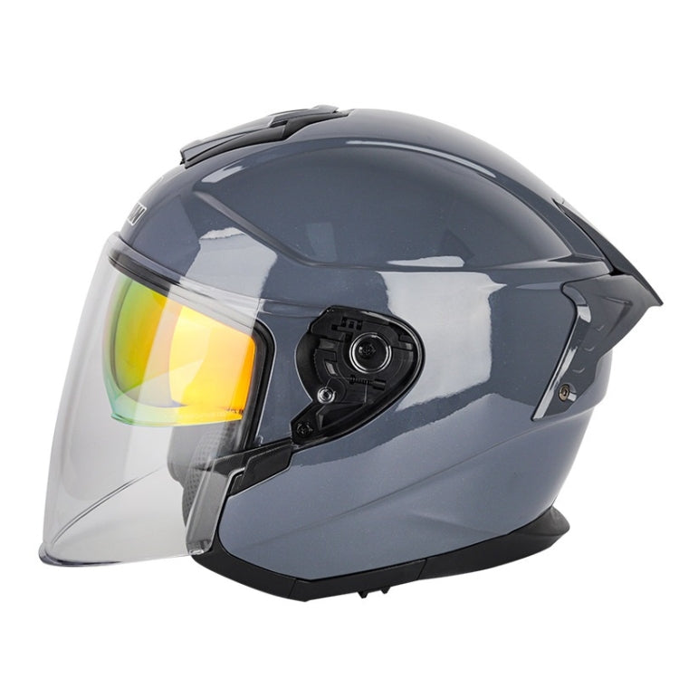 SOMAN Motorcycle Electric Bicycle Dual Lens Riding Helmet, Size: M(Cement Gray)