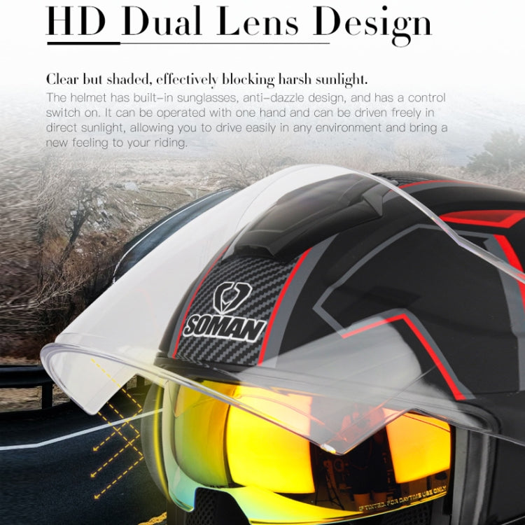 SOMAN Motorcycle Electric Bicycle Dual Lens Riding Helmet, Size: M(Bright Back)
