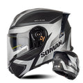 SOMAN Racing Motorcycle Double Lens Riding Safety Helmet, Size: L(Silver Gray Black Vision)