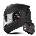 SOMAN Racing Motorcycle Double Lens Riding Safety Helmet, Size: XXL(Matt Black)