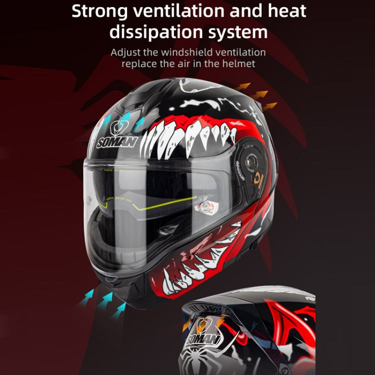 SOMAN Racing Motorcycle Double Lens Riding Safety Helmet, Size: M(Silver Gray Black Vision)
