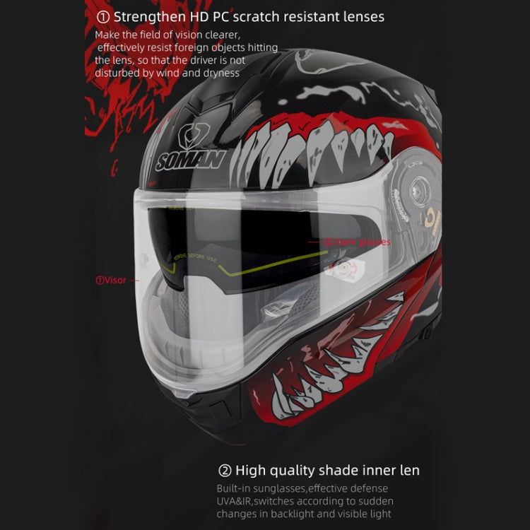SOMAN Racing Motorcycle Double Lens Riding Safety Helmet, Size: XXL(Mobile Suit)