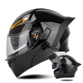 SOMAN Motorcycle Dual Lens Riding Peel-Off Full Coverage Helmet, Size: S(Bright Black)