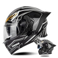 SOMAN Motorcycle Dual Lens Riding Peel-Off Full Coverage Helmet, Size: M(Bright Black White)