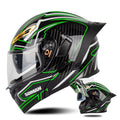SOMAN Motorcycle Dual Lens Riding Peel-Off Full Coverage Helmet, Size: M(Bright Black Green)