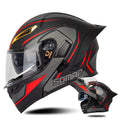 SOMAN Motorcycle Dual Lens Riding Peel-Off Full Coverage Helmet, Size: M(Black Red Track)