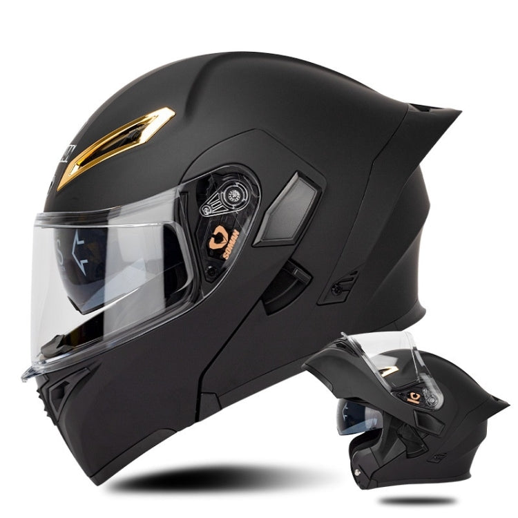 SOMAN Motorcycle Dual Lens Riding Peel-Off Full Coverage Helmet, Size: M(Matt Black)