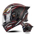SOMAN Motorcycle Dual Lens Riding Peel-Off Full Coverage Helmet, Size: L(Matt Black Red)