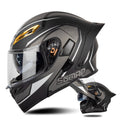 SOMAN Motorcycle Dual Lens Riding Peel-Off Full Coverage Helmet, Size: XL(Black Gray Track)