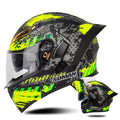 SOMAN Motorcycle Dual Lens Riding Peel-Off Full Coverage Helmet, Size: XL(Black Fluorescent Yellow Spark)
