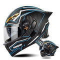 SOMAN Motorcycle Dual Lens Riding Peel-Off Full Coverage Helmet, Size: XXL(Matt Black Blue)