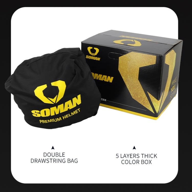 SOMAN Motorcycle Dual Lens Riding Peel-Off Full Coverage Helmet, Size: XL(Bright Black White)