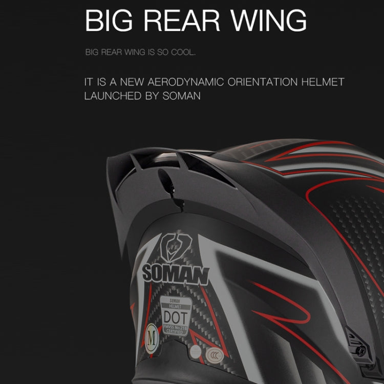 SOMAN Motorcycle Dual Lens Riding Peel-Off Full Coverage Helmet, Size: M(Red Gray Vision)