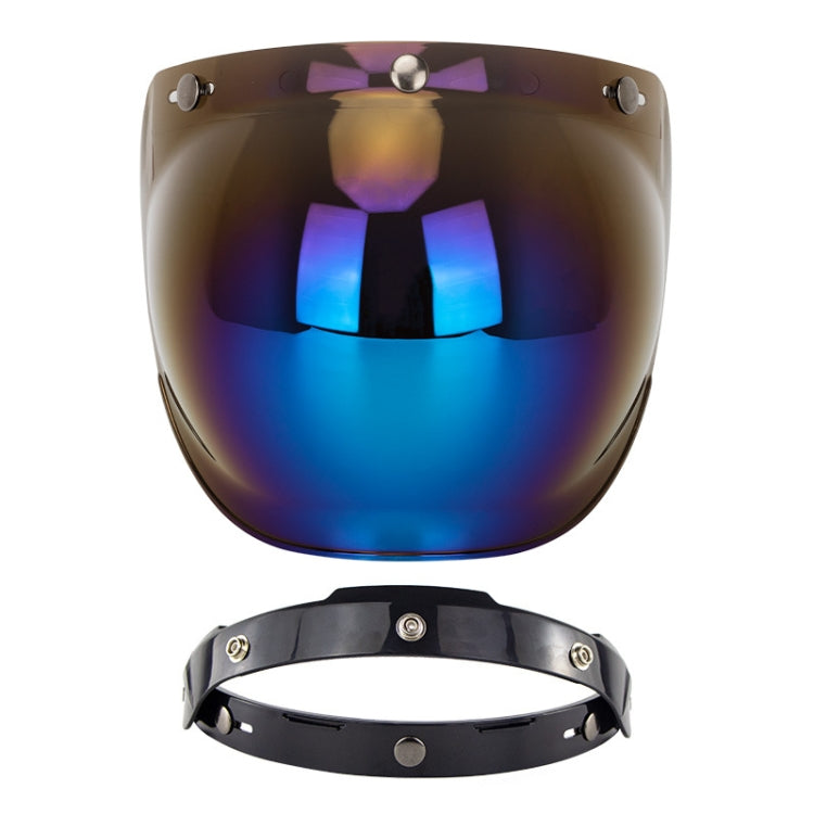 Motorcycle Helmet Three-Button Windproof Lens With Bracket(Plating Blue)