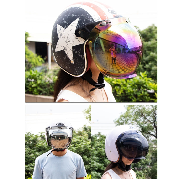 Motorcycle Helmet Three-Button Windproof Lens With Bracket(Transparent)