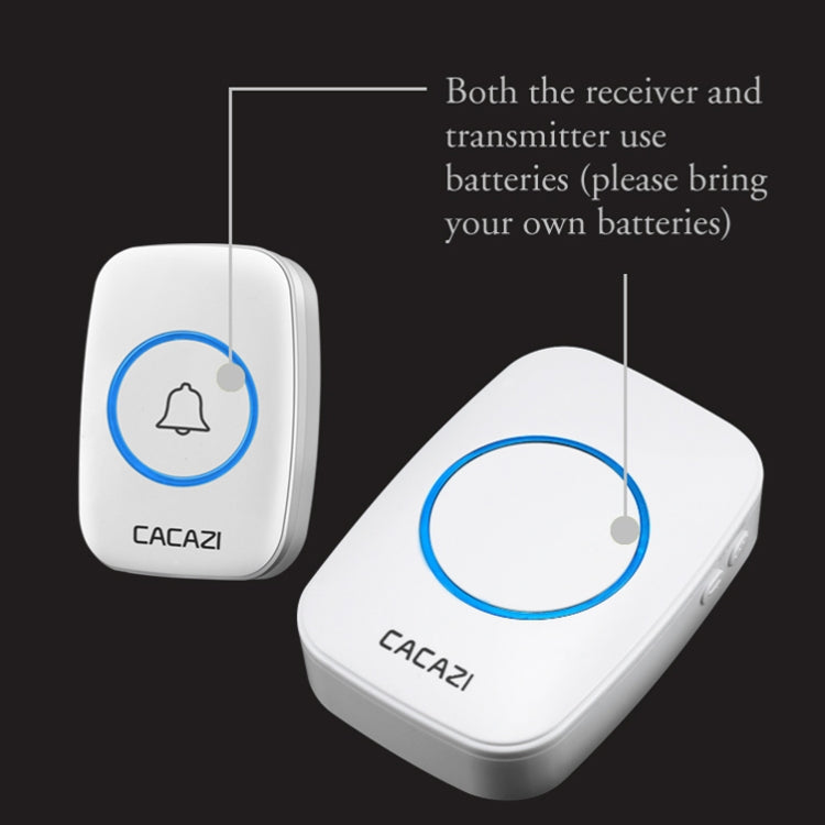 CACAZI A10DC 1 To 2 Battery Type Home Smart Waterproof Electronic Wireless Doorbell(White)