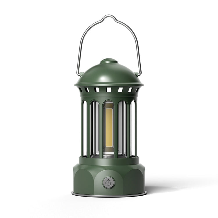 Rechargeable COB Portable Outdoor Camping Lamp Atmosphere Tent Lamp Retro Lamp, Size: Small Green