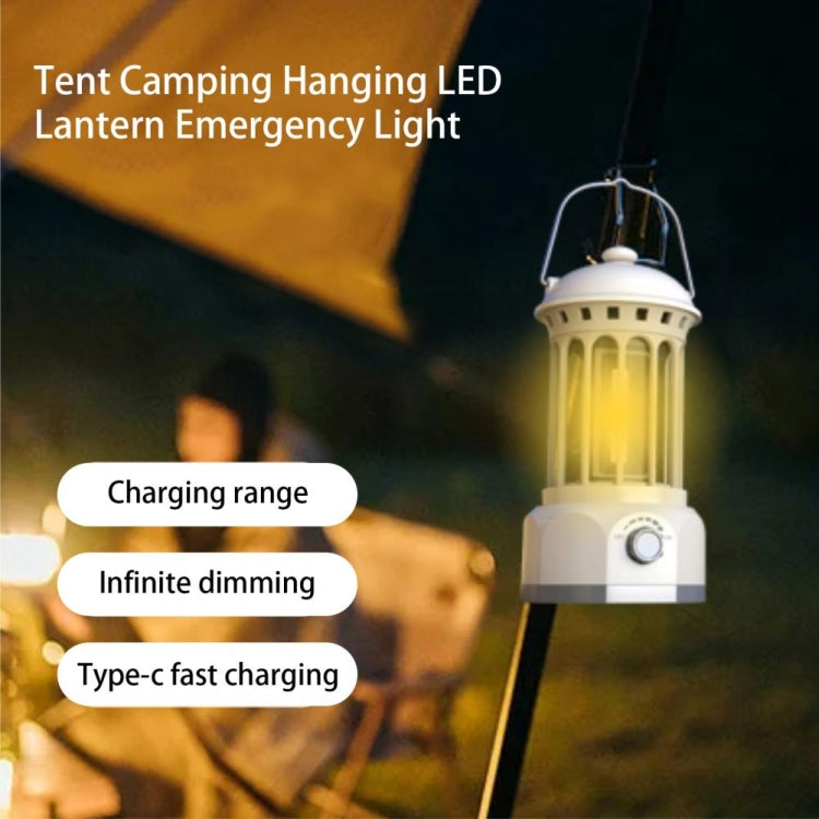 Rechargeable COB Portable Outdoor Camping Lamp Atmosphere Tent Lamp Retro Lamp, Size: Small Black