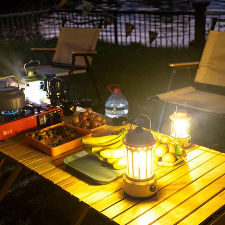 Rechargeable COB Portable Outdoor Camping Lamp Atmosphere Tent Lamp Retro Lamp, Size: Small Beige