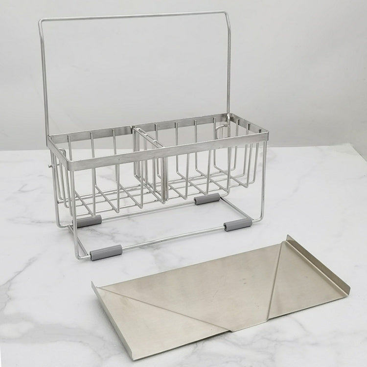 Stainless Steel Sponge Drainer Rack Multifunctional Storage Shelf, Style: Rag Model+Footbed