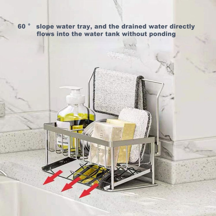 Stainless Steel Sponge Drainer Rack Multifunctional Storage Shelf, Style: Ordinary Model+Footbed