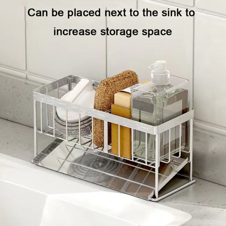 Stainless Steel Sponge Drainer Rack Multifunctional Storage Shelf, Style: Ordinary Model+Footbed