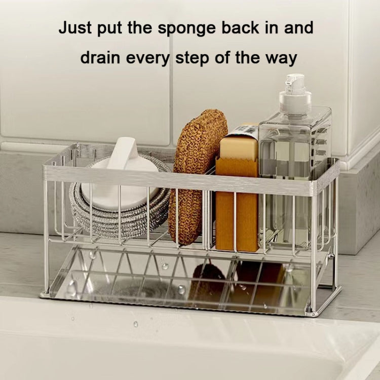 Stainless Steel Sponge Drainer Rack Multifunctional Storage Shelf, Style: Ordinary Model+Footbed