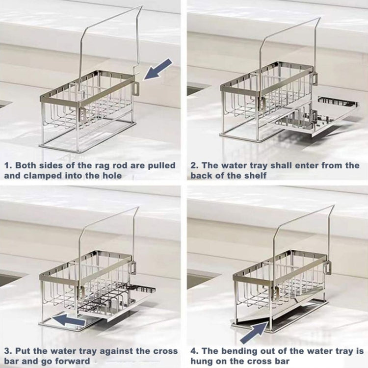 Stainless Steel Sponge Drainer Rack Multifunctional Storage Shelf, Style: Rag Model
