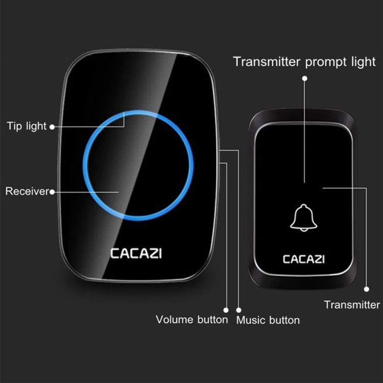 CACAZI A06-DC 1 To 1 Battery Type Smart Home Wireless Waterproof Music Doorbell(White)
