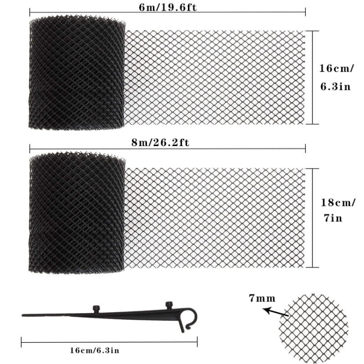 Plastic Gutter Guard Prevent Leaves or Debris From Clogging Downspouts and Drains, Width x Length: 18cm x 8m Without Nails